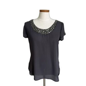 Socialite Womens blouse black short sleeve casual fresh size M